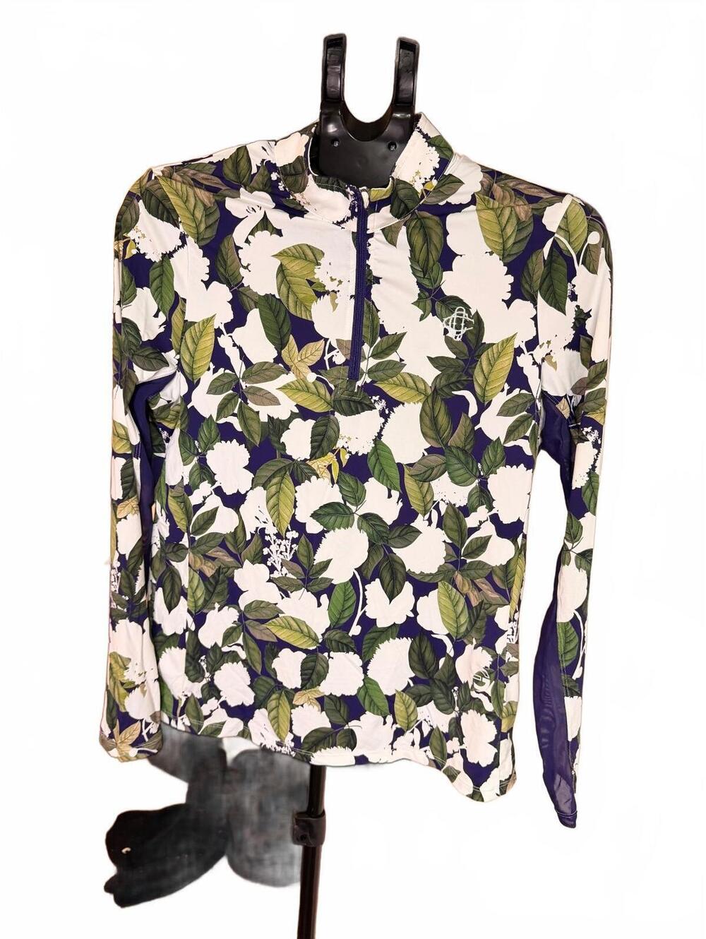 Foray Golf Printed Sun Shirt medium floral quarter zip mesh sleeve SPF 50